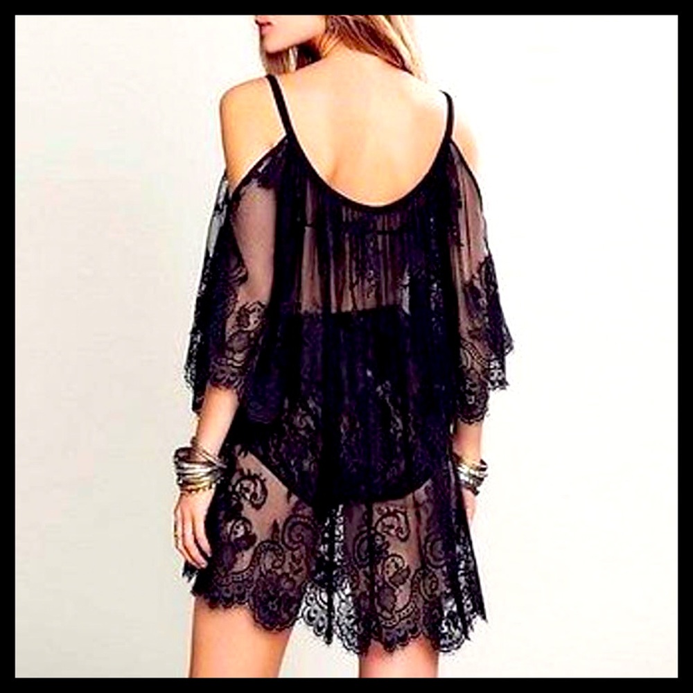 Bohemian Soft Lace Kaftan Style Dress / Coverup - Picture 2 of 4